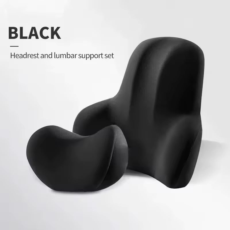 Car Memory Foam Neck Pillow | Lumbar Support Backrest Cushion | Ergonomic Car Headrest for Neck Pain Relief
