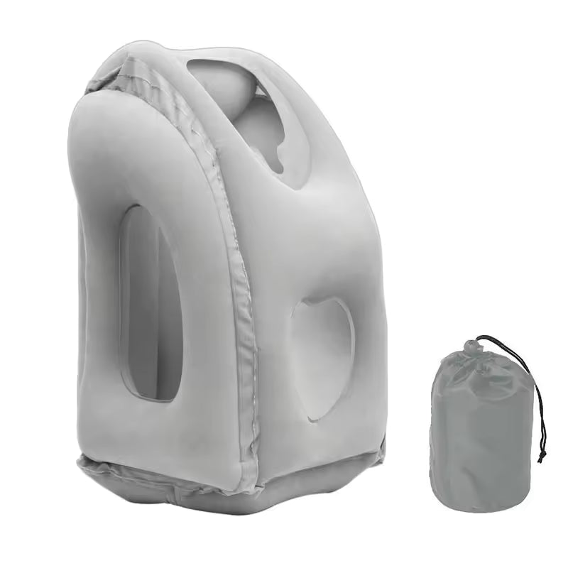 Inflatable Travel Pillow | Neck Pillow with Chin Support for Airplane | Ergonomic Portable Neck Support for Car & Office