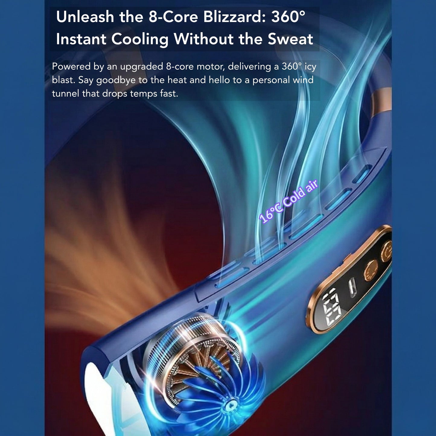 Portable Bladeless Neck Fan - Rechargeable Wearable Semiconductor AC, RetailArk
