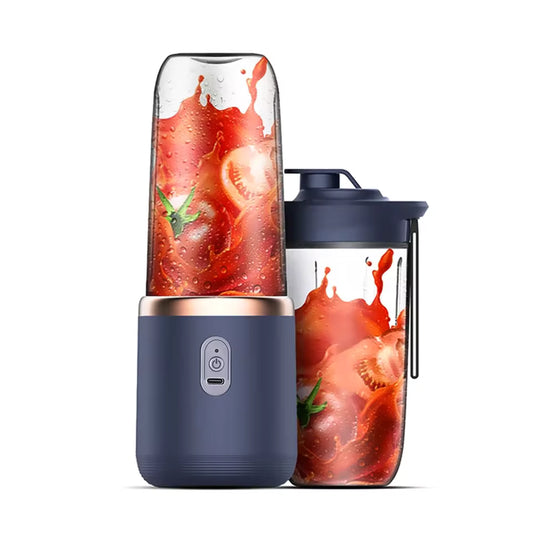 6-Blade Portable Blender | Mini Personal Smoothie Maker | USB Rechargeable Electric Juicer Cup with 2 Cups for Travel