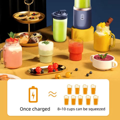 6-Blade Portable Blender | Mini Personal Smoothie Maker | USB Rechargeable Electric Juicer Cup with 2 Cups for Travel