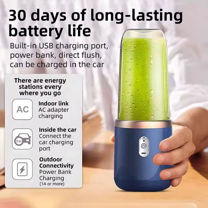 Portable Blender | USB Rechargeable Personal Mini Juicer Cup | Travel Handheld Smoothie Maker & Water Bottle Blender
