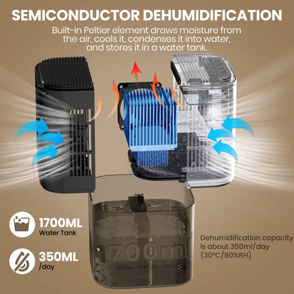 Portable Dehumidifier for Home | 35oz Quiet Small Dehumidifier for Bedroom & Bathroom | Air Dryer for Mould & Clothes
