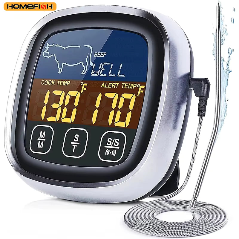 Digital Meat Thermometer for Cooking | Instant Read Steak & Food Thermometer | Waterproof Stainless Steel Probe for BBQ, Oven & Grill
