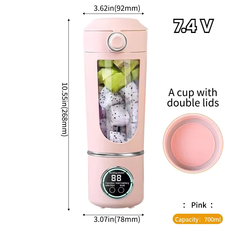 Portable Blender for Shakes and Smoothies | 700ML Mini Personal Juice Maker | 12-Blades Fast Mixing 2-in-1 Blender Bottle