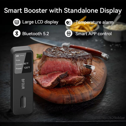 Wireless Bluetooth Meat Thermometer | IP67 Waterproof Digital Food Probe | Remote Grill & BBQ Smoker Thermometer for Steak, Pork & Chicken