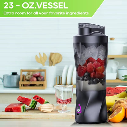 700ML Portable Blender | Electric Juicer Cup | USB Rechargeable Smoothie Maker | Personal Mini Mixer for Shakes & Juice | Travel & Outdoor Gym Bottle