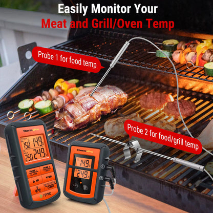TP08C Wireless Meat Thermometer | Dual Probe Digital BBQ Thermometer | 500ft Long Range | Professional Food Thermometer for Grilling, Smoking & Kitchen Cooking