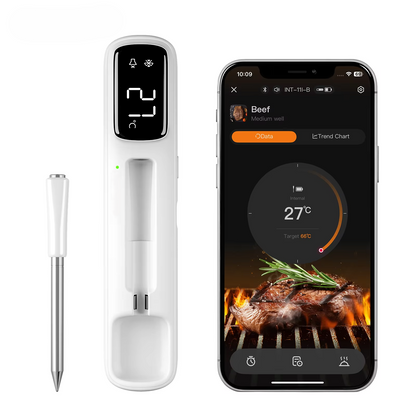 INT-11I-B Mini Wireless Meat Thermometer | Bluetooth 5.4 1000ft Range | Instant Read Waterproof Digital Food Thermometer for Steak, BBQ, & Grill