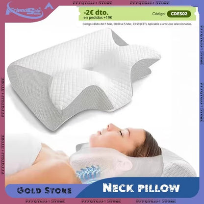 Cervical Neck Pillow for Pain Relief | Butterfly Memory Foam Contour Pillow | Ergonomic Orthopedic Support for Side & Stomach Sleepers