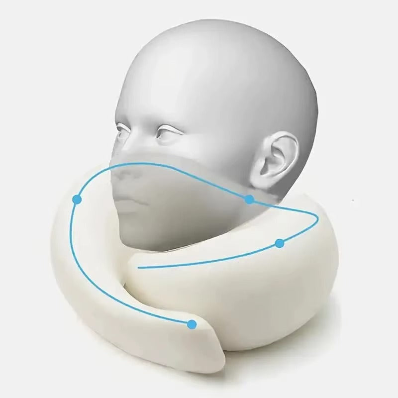 Memory Foam Travel Neck Pillow - Ergonomic U-Shaped Snail Style Support for Airplane & Office | Adjustable Cervical Pillow for Neck Pain Relief