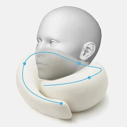 Memory Foam Travel Neck Pillow - Ergonomic U-Shaped Snail Style Support for Airplane & Office | Adjustable Cervical Pillow for Neck Pain Relief