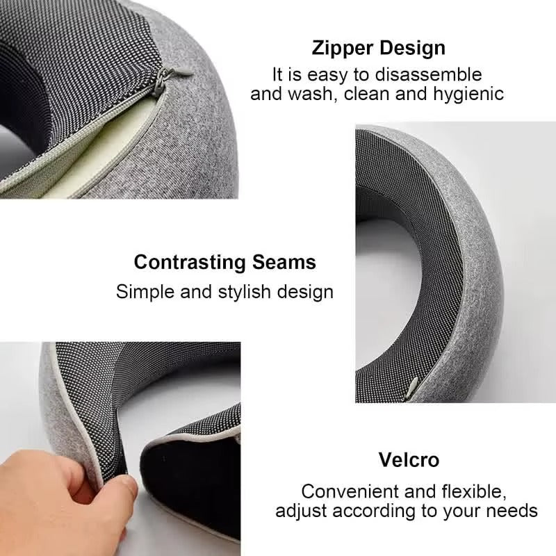 Memory Foam Travel Neck Pillow - Ergonomic U-Shaped Snail Style Support for Airplane & Office | Adjustable Cervical Pillow for Neck Pain Relief