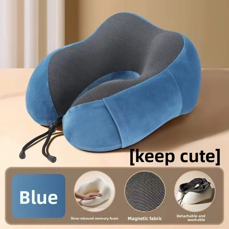 Memory Foam Neck Pillow | U-Shaped Travel Airplane Pillow | Cervical Neck Pain Relief | Ergonomic Soft Sleeping Pillow