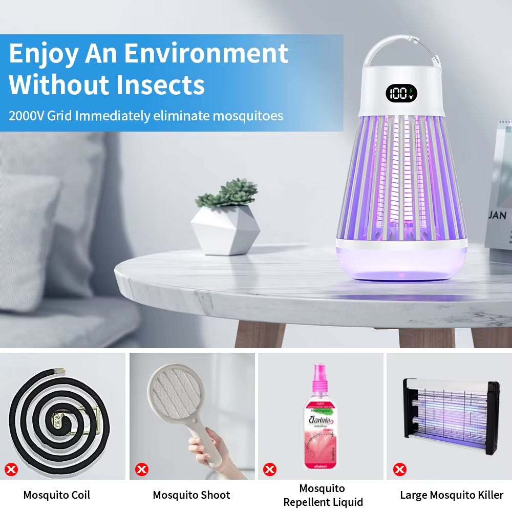 2-in-1 Electric Mosquito Killer & Camping Lantern | USB Rechargeable Bug Zapper | Portable Indoor & Outdoor Pest Control | High-Voltage Safety Grid