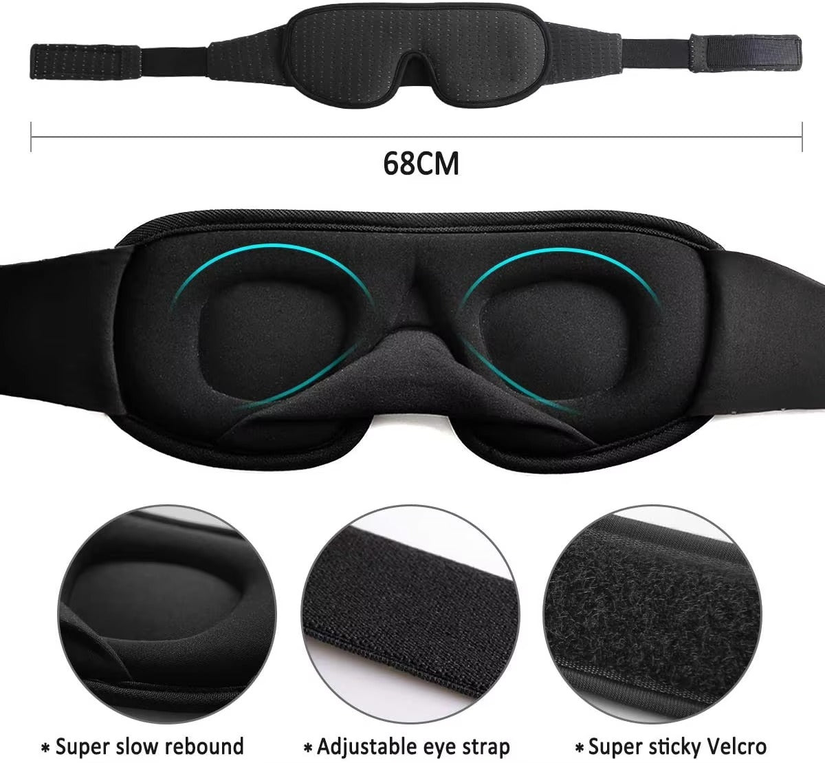 3D Sleep Eye Mask | 100% Light Blockout Sleeping Mask | Soft Padded 3D Eye Shade & Blindfold