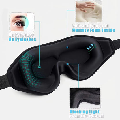 3D Sleep Mask | Noise Cancelling Earplugs | 100% Light Blocking Eye Cover | Insomnia Relief
