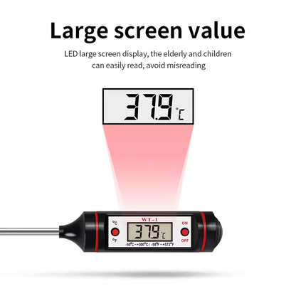 Digital Food Thermometer | Instant Read Meat Thermometer for BBQ & Kitchen | Steak, Pork & Milk Probe