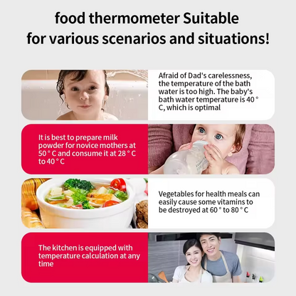 Digital Food Thermometer | Instant Read Meat Thermometer for BBQ & Kitchen | Steak, Pork & Milk Probe