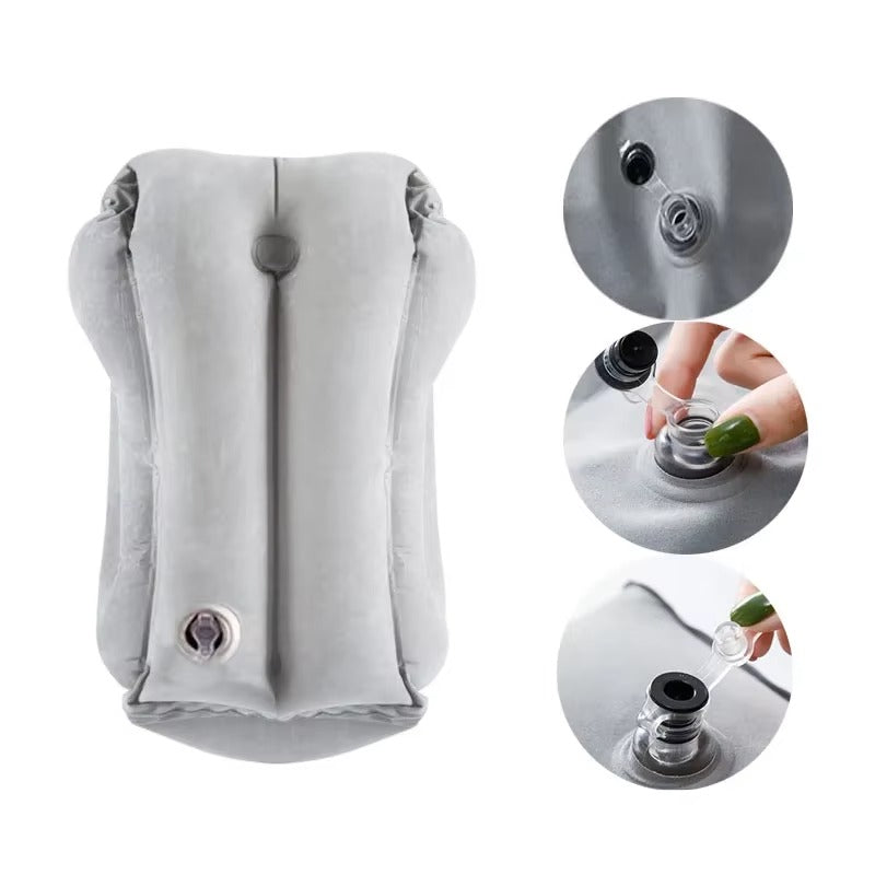 Inflatable Travel Pillow | Neck Pillow with Chin Support for Airplane | Ergonomic Portable Neck Support for Car & Office