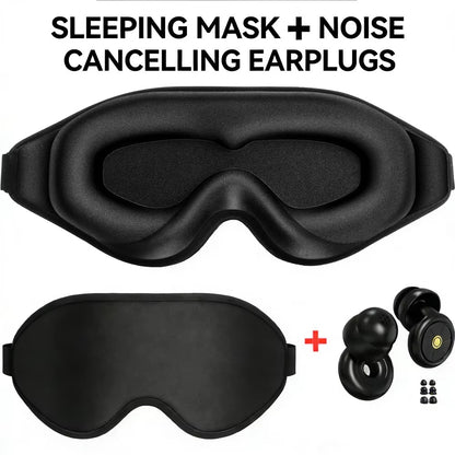 3D Sleep Mask | Noise Cancelling Earplugs | 100% Light Blocking Eye Cover | Insomnia Relief