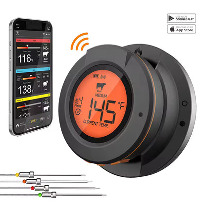 Wireless Meat Thermometer for Steak & BBQ | Bluetooth Digital Food Thermometer | 2/4 Probes Smart App Control for Grill Smoker Oven