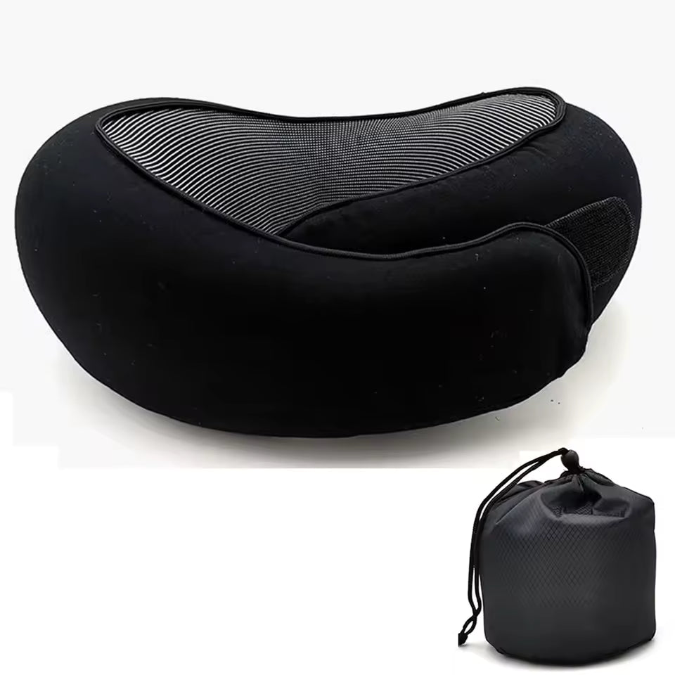 Memory Foam Travel Neck Pillow - Ergonomic U-Shaped Snail Style Support for Airplane & Office | Adjustable Cervical Pillow for Neck Pain Relief