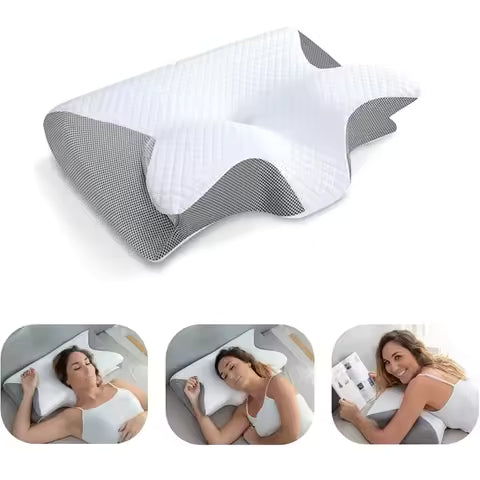 Butterfly Ergonomic Cervical Neck Pillow | Best Memory Foam Pillow for Neck Pain Relief | Orthopedic Contour Bed Pillow | Slow Rebound Support