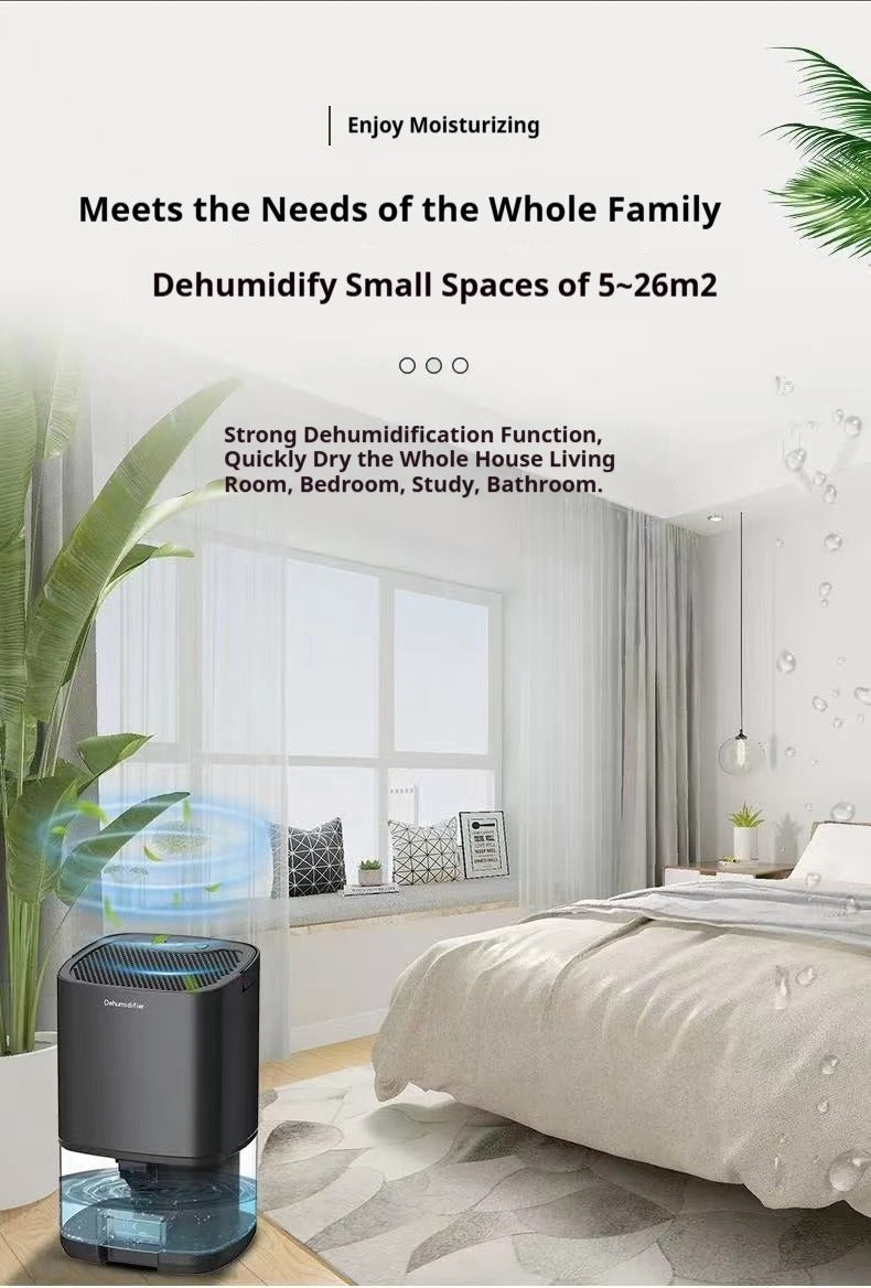 Portable Dehumidifier for Home | Quiet Small Dehumidifier for Bedroom & Office | Air Dryer for Clothes