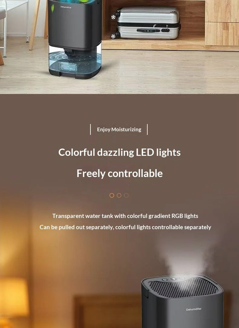 Portable Dehumidifier for Home | Quiet Small Dehumidifier for Bedroom & Office | Air Dryer for Clothes