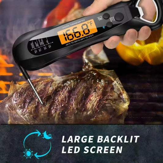 Instant Read Meat Thermometer for Cooking | Fast Digital Food Thermometer for Steak & BBQ | Kitchen Thermometer with Backlight & Calibration