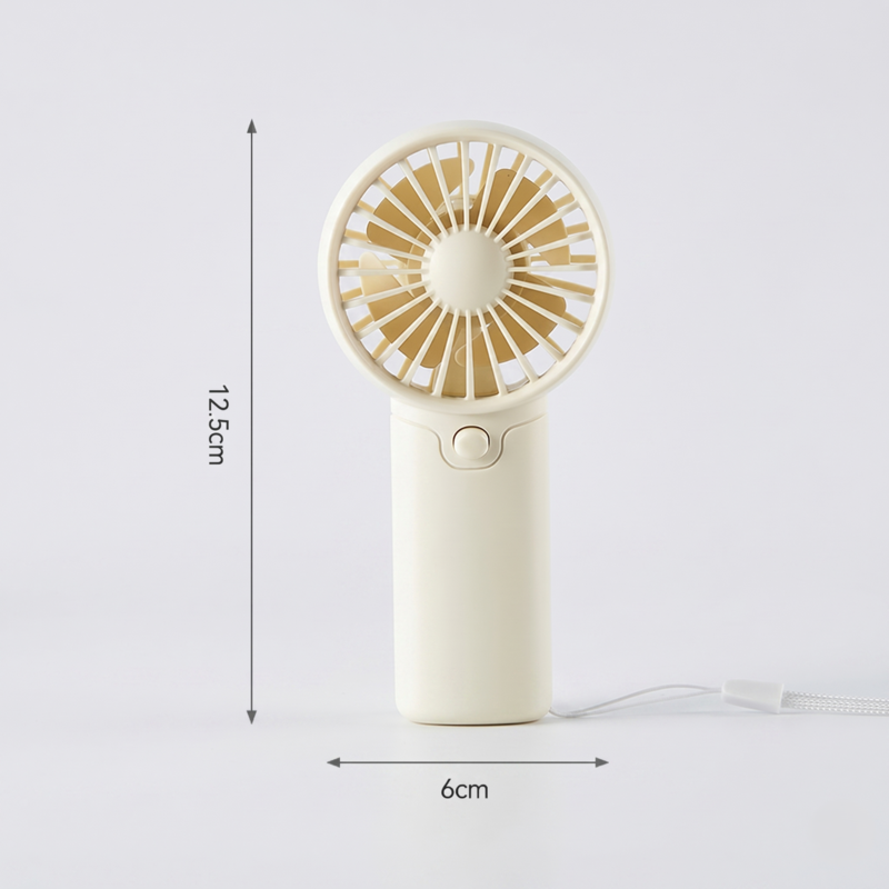 Product dimensions for the Retailark mini fan showing a height of 13.5cm and width of 6cm.