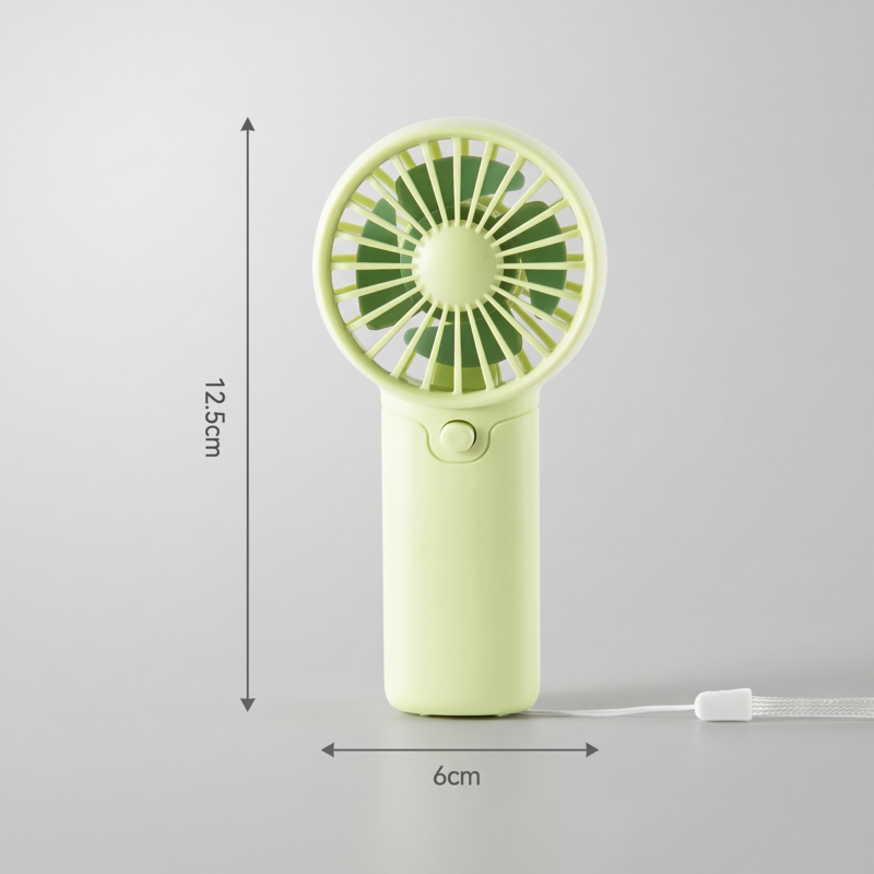 Product dimensions for the Retailark mini fan showing a height of 13.5cm and width of 6cm.