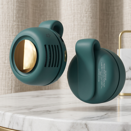 Retailark Mini Whirlwind green portable waist clip fan featuring a hands-free snap-on design and 3-speed silent strong wind performance.